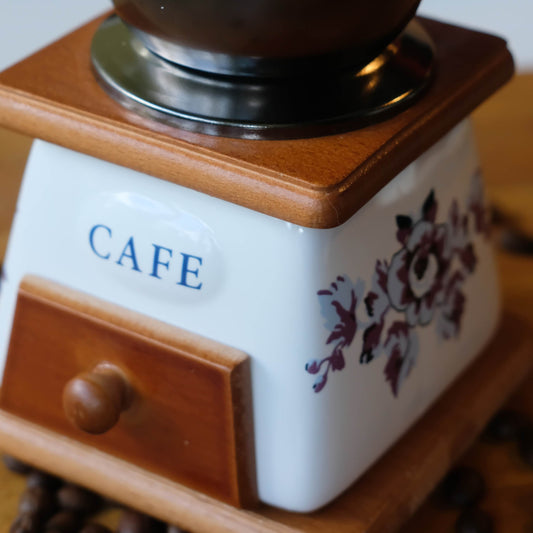 Vintage Ceramic Manual Coffee Grinder – Hand Crank Burr Mill