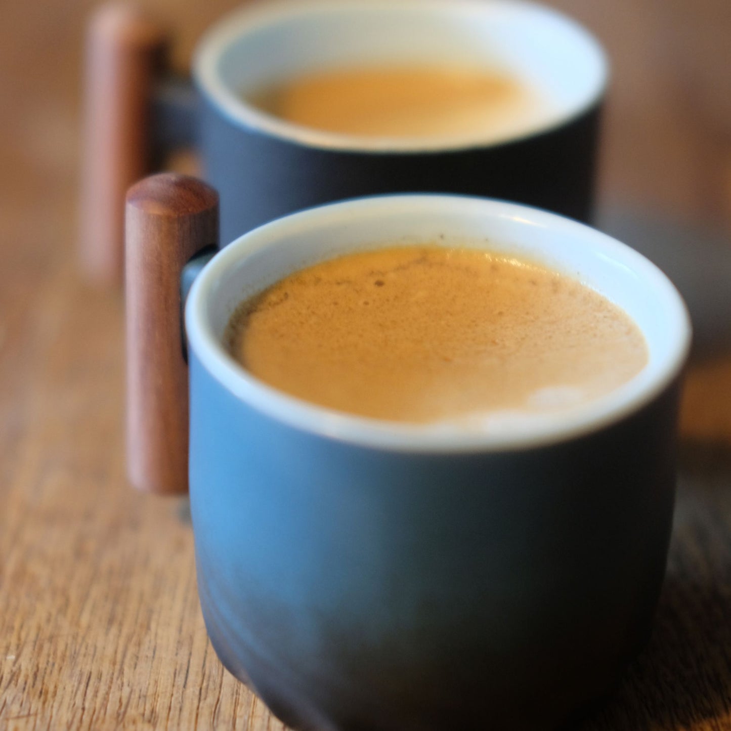 Handmade Japanese Style Espresso Cup – 70ml Pottery Coffee Mug with Wooden Handle