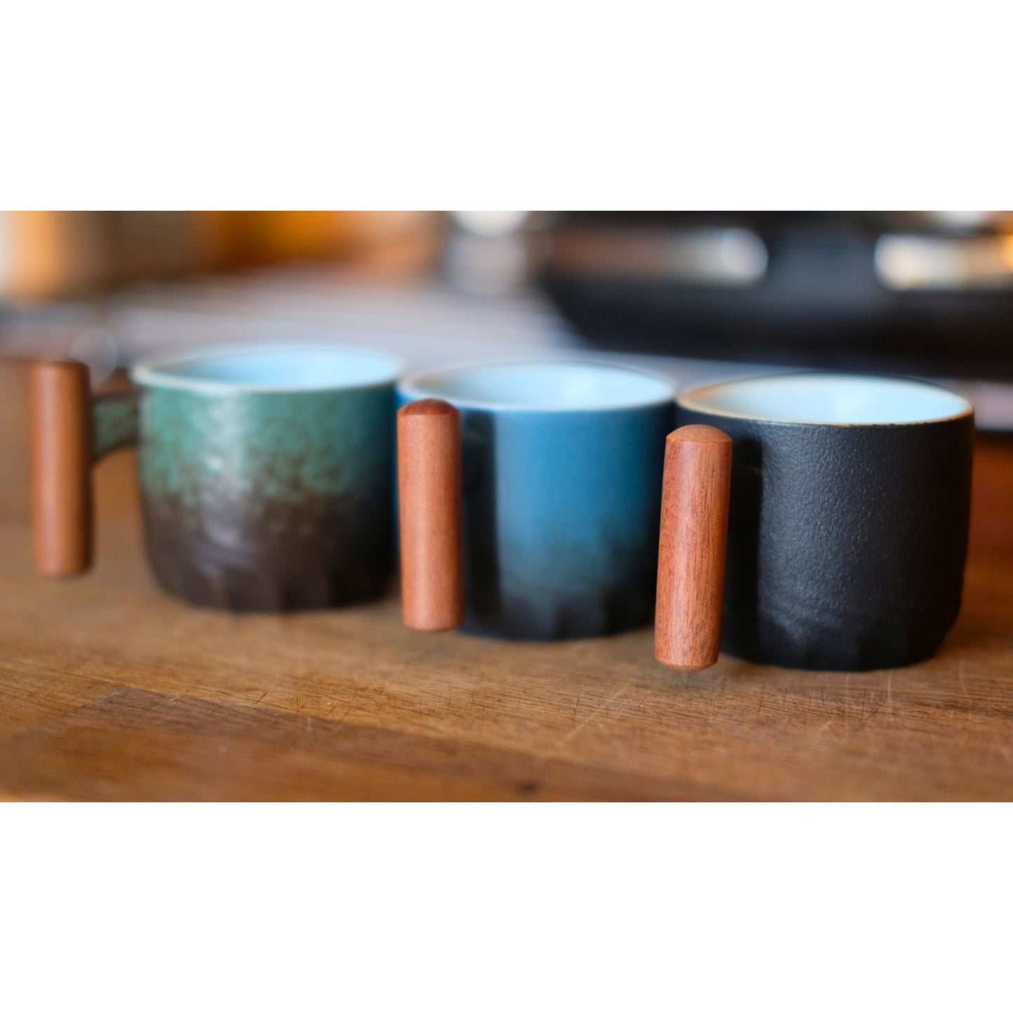 Handmade Japanese Style Espresso Cup – 70ml Pottery Coffee Mug with Wooden Handle