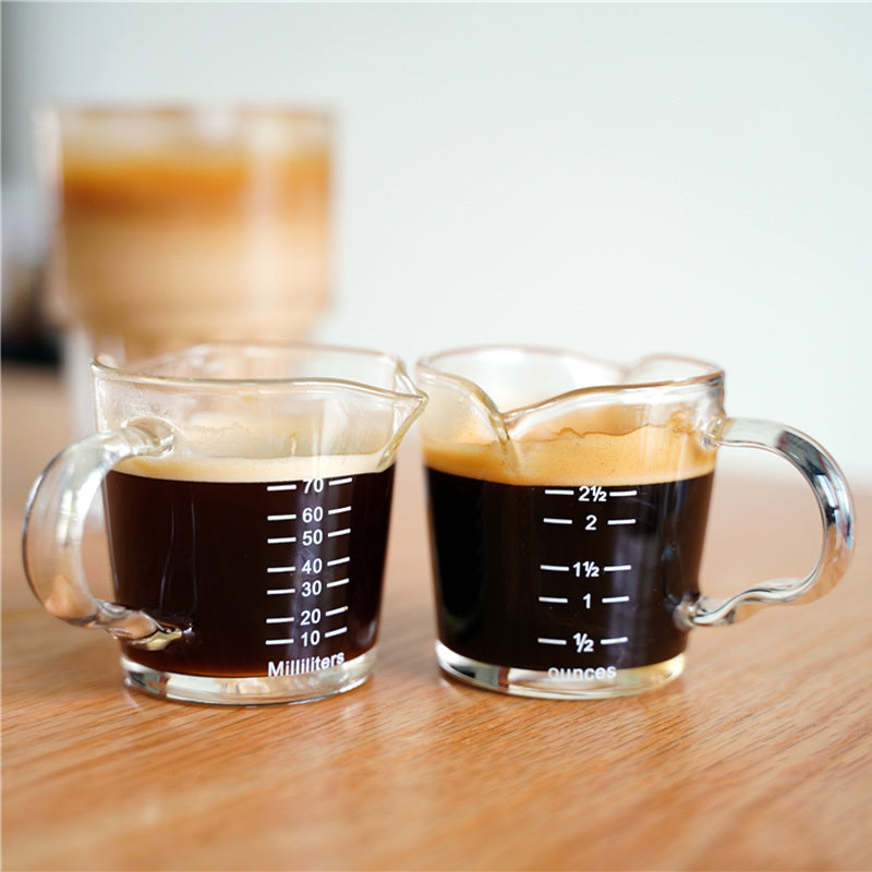 "Double-Mouth Milk & Espresso Glass – Classic High-Temperature Resistant, 70ml Heat-Resistant Borosilicate Milk Cup for Coffee Lovers | Fashionable Single-Layer Design"