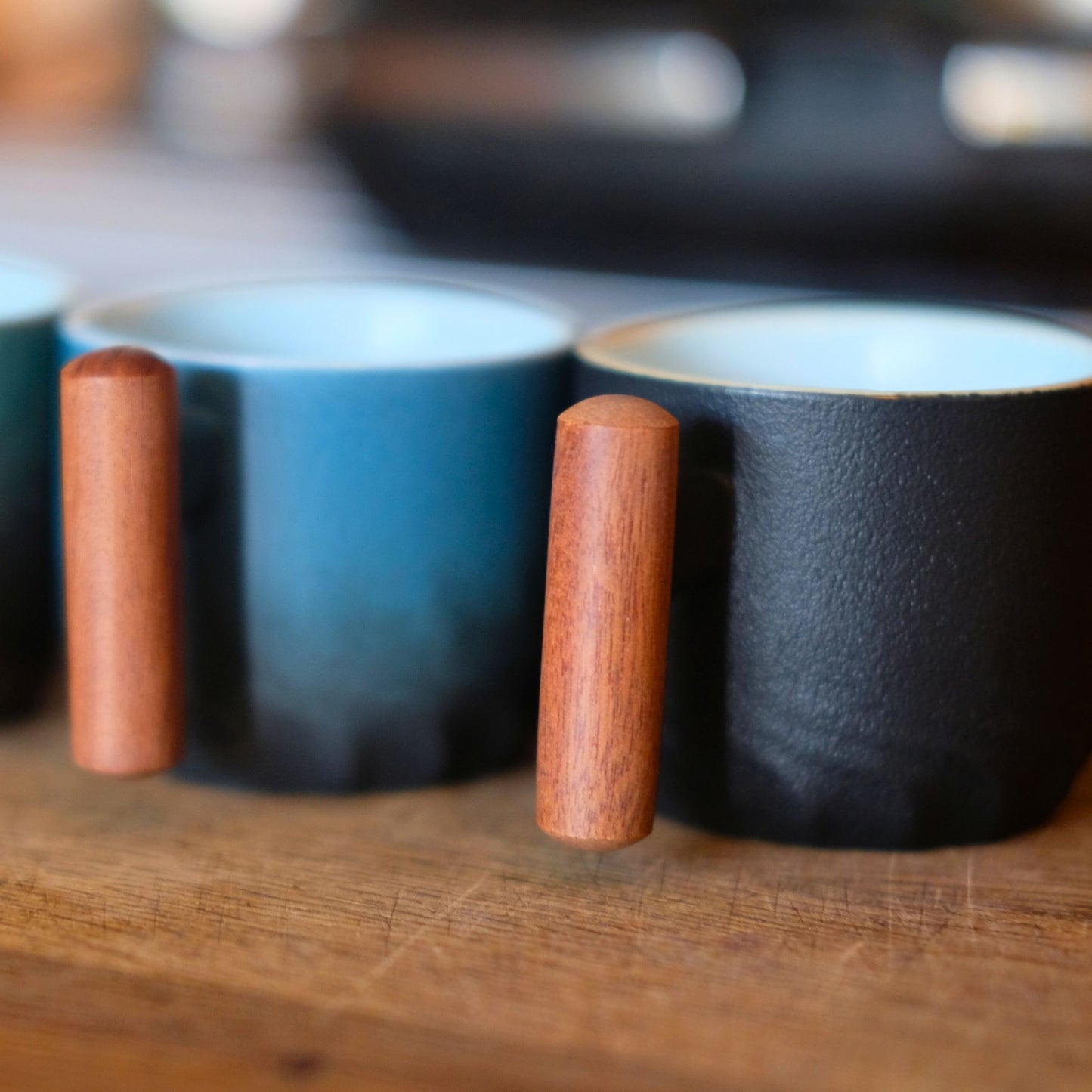 Handmade Japanese Style Espresso Cup – 70ml Pottery Coffee Mug with Wooden Handle
