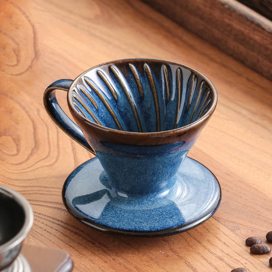 Ceramic Coffee Dripper Filter 60Angle Ceramic Hand Brewed Coffee Filter Mug Vintage